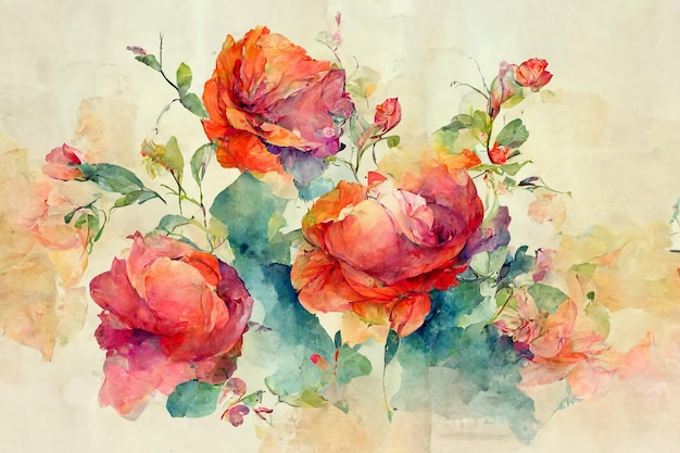 Illustration aquarelle abstraite de fleurs.