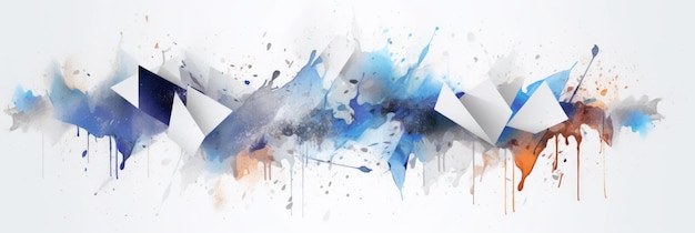 Illustration aquarelle abstraite mélangée à des formes géométriques animées pour l'arrière-plan de l'image IA générative de la bannière des médias sociaux