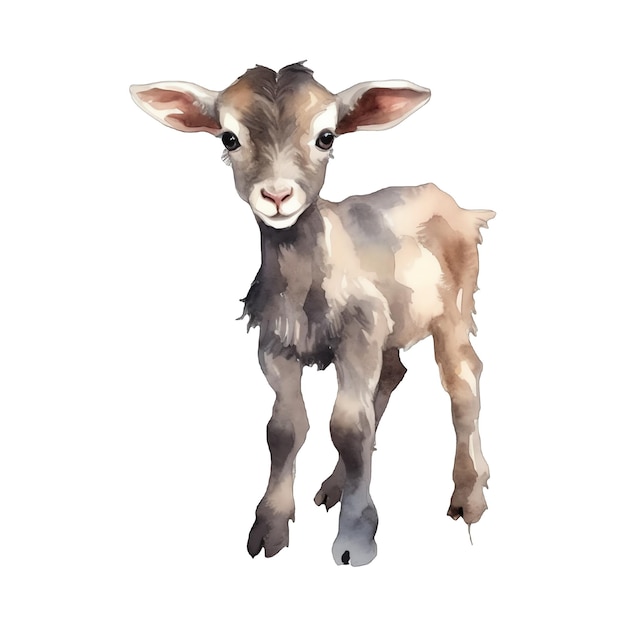 Illustration aquarelle d'agneau mignon animaux et clipart de ferme