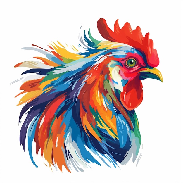 Illustration aquarelle animal poulet coloré