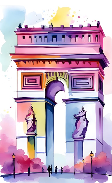 Illustration aquarelle arc de triomphe