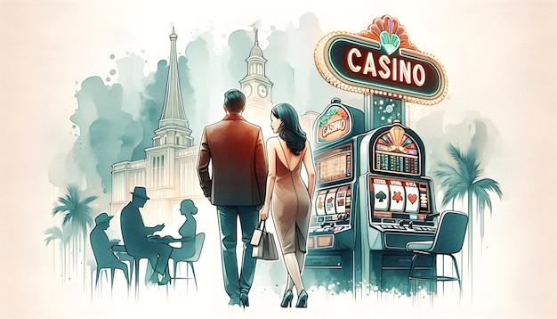 Illustration à l'aquarelle de l'arrière-plan du casino