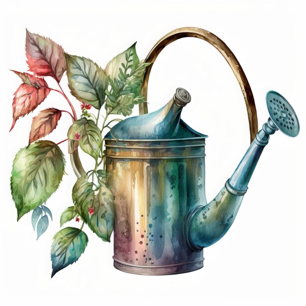 Illustration aquarelle d'un arrosage de jardin