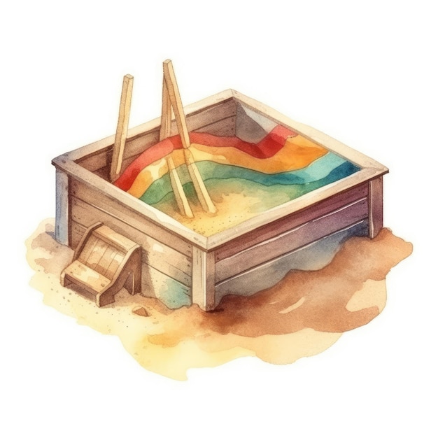 Illustration aquarelle d'un bac à sable