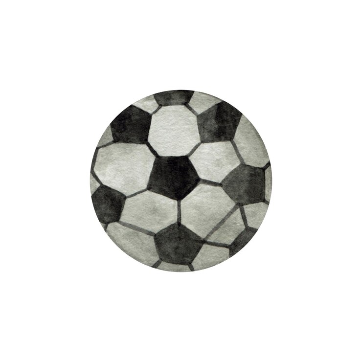 Photo illustration aquarelle d'un ballon de football classique rond noir et blanc