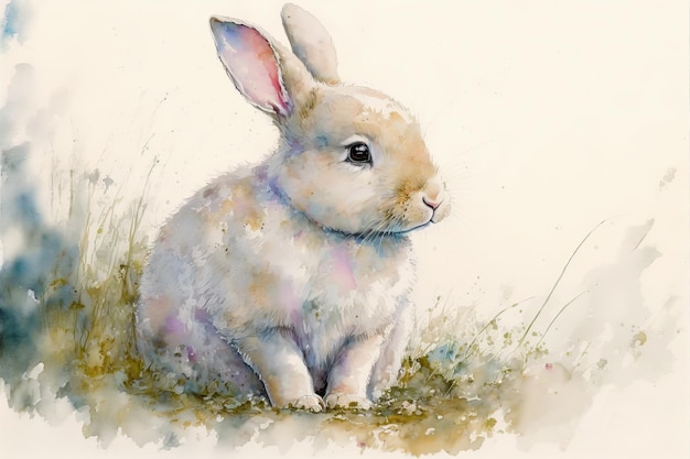 Illustration aquarelle de bébé lapin portrait