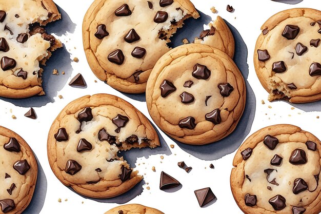 Illustration à l'aquarelle d'un biscuit au chocolat