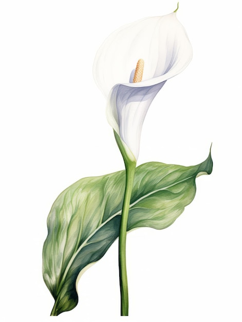 Photo illustration d'aquarelle botanique isolée de calla lily sur fond blanc générée par l'ia