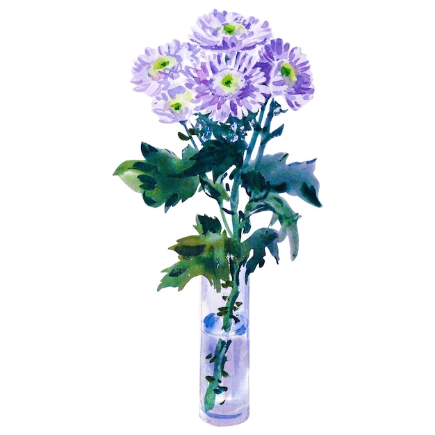 Photo illustration à l'aquarelle d'un bouquet de fleurs de chrysanthème