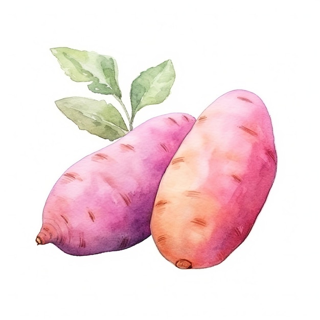 Illustration à l'aquarelle carrée d'yams et de légumes frais biologiques