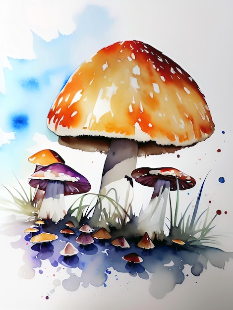 Illustration d'aquarelle de champignon Reproduction des vibrations apaisantes de la forêt naturelle