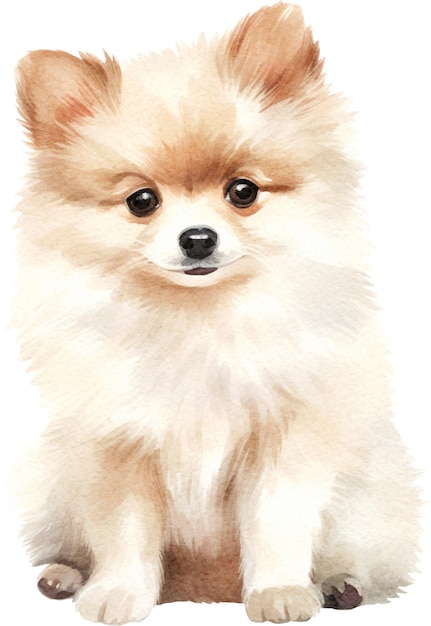 Illustration aquarelle de chien de Poméranie