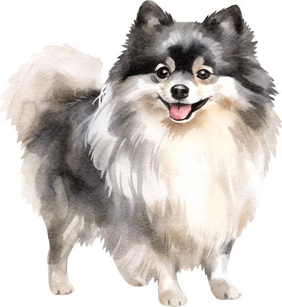 Illustration aquarelle de chien de Poméranie