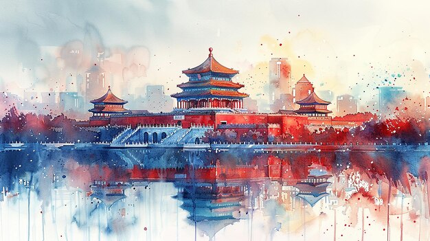 Photo illustration à l'aquarelle de la chine