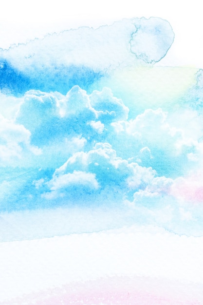 Illustration aquarelle de ciel avec nuage.