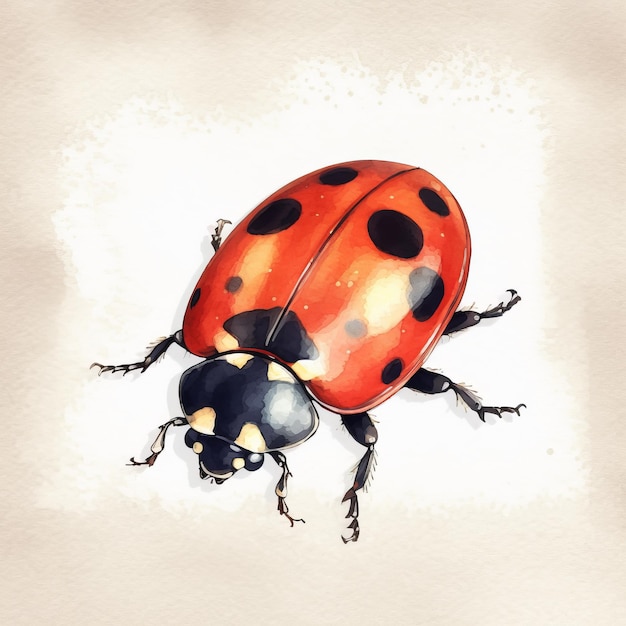 Photo illustration aquarelle coccinelle vintage sur fond blanc