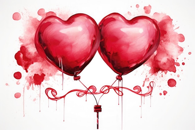 Illustration à l'aquarelle des cœurs de la Saint-Valentin photo de haute qualité