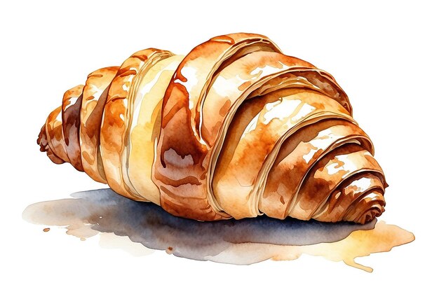 Illustration à l'aquarelle d'un croissant sur un blanc