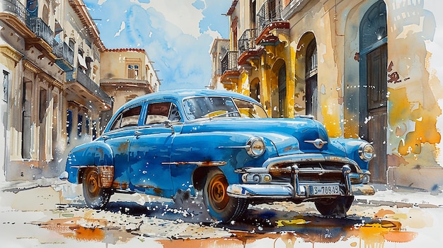 Illustration à l'aquarelle de Cuba