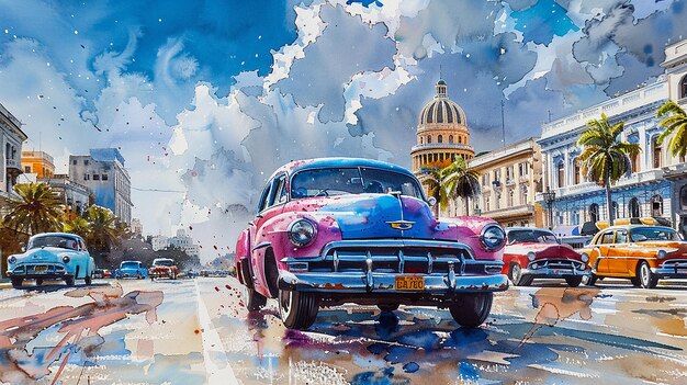 Photo illustration à l'aquarelle de cuba