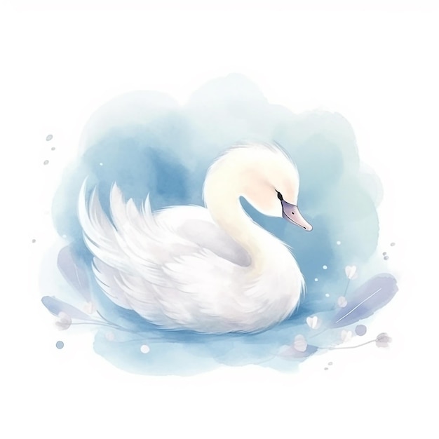 Illustration aquarelle d'un cygne