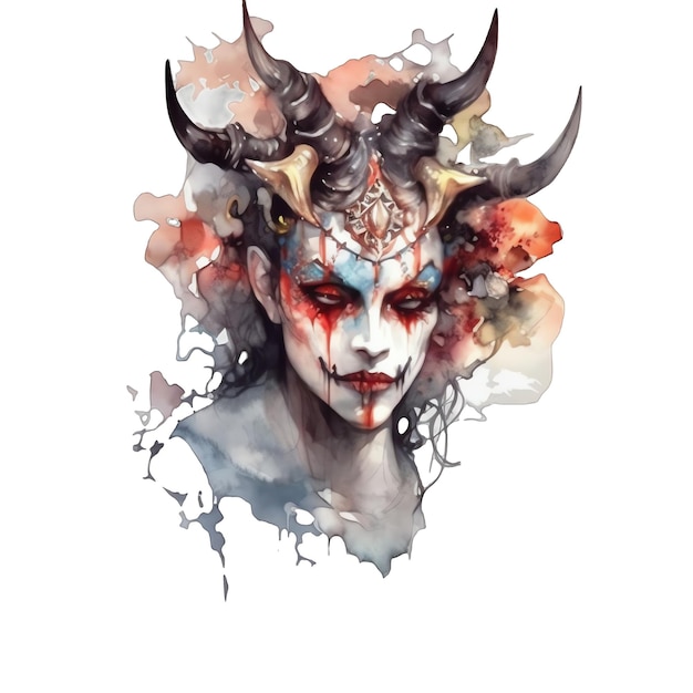 Illustration aquarelle démon gothique