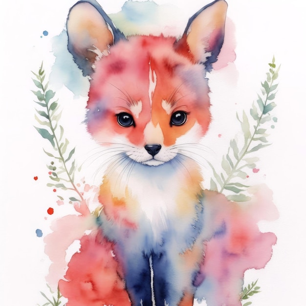 Illustration aquarelle avec un design animal mignon