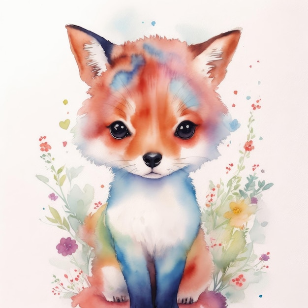 Illustration aquarelle avec un design animal mignon