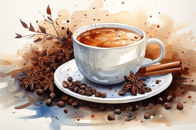 Illustration Aquarelle Dessin Animé Produit Café