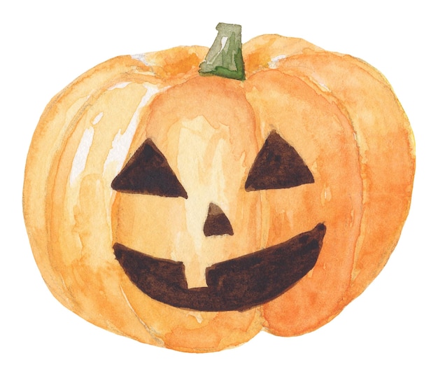 Illustration aquarelle dessinée à la main citrouille d'Halloween sur fond blanc