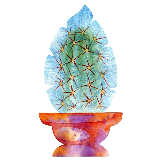 Illustration aquarelle dessinée à la main de succulentes de plantes exotiques de cactus