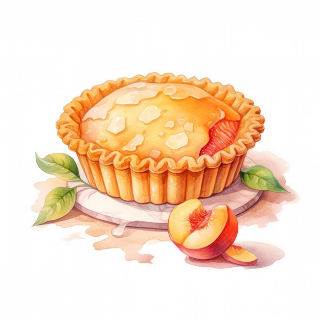 Illustration aquarelle dessinée à la main d'une tarte à l'abricot et à la confiture