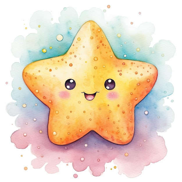Illustration Aquarelle Détaillée Kawaii Star