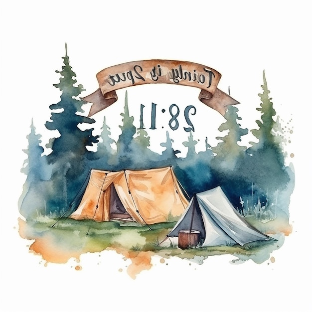 Illustration à l'aquarelle du camp d'été