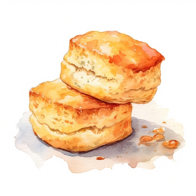 Illustration à l'aquarelle du carré de la pâtisserie fraîchement cuite