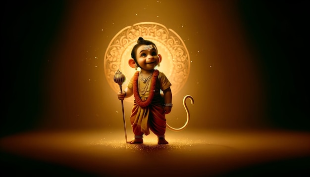 Illustration à l'aquarelle du jeune seigneur Hanuman pour Hanuman Jayanti