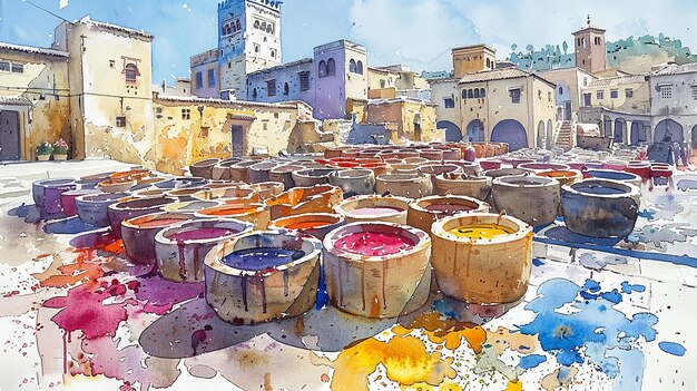 Illustration à l'aquarelle du Maroc