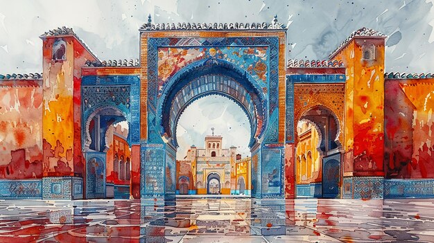 Illustration à l'aquarelle du Maroc