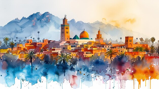 Illustration à l'aquarelle du Maroc