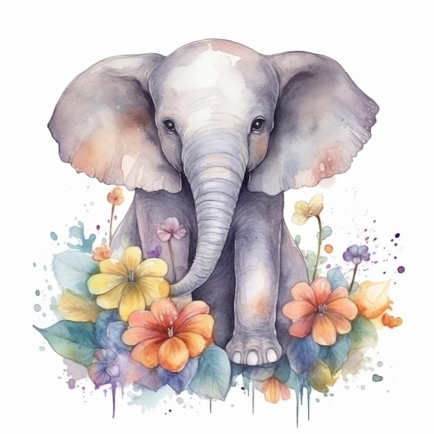 Illustration aquarelle d'un éléphant