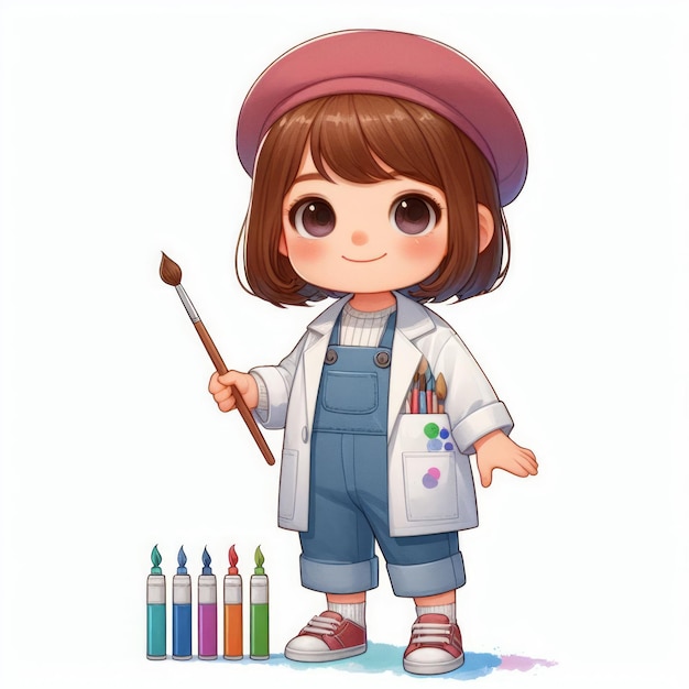 Illustration à l'aquarelle d'un enfant portant un uniforme d'artiste