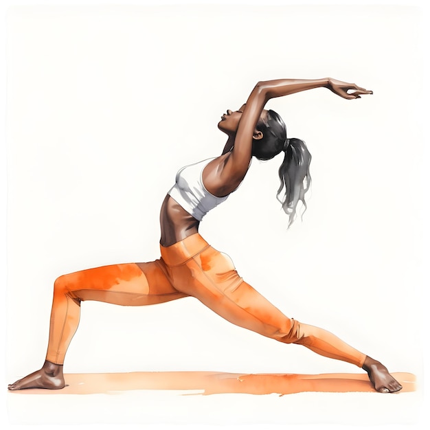 Illustration à l'aquarelle d'une femme dans une pose de yoga