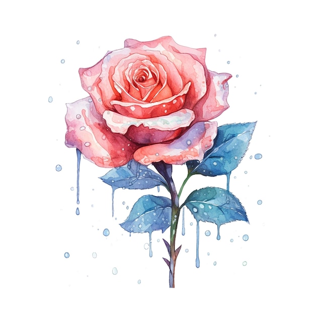 Illustration à l'aquarelle d'une fleur avec des aquarelles et les mots "roses" dessus