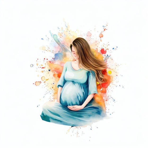 Illustration aquarelle de fleurs gracieuses de femmes enceintes avec des ornements floraux élégants créés