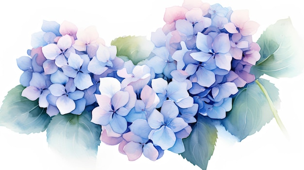 illustration à l'aquarelle des fleurs d'hydrange