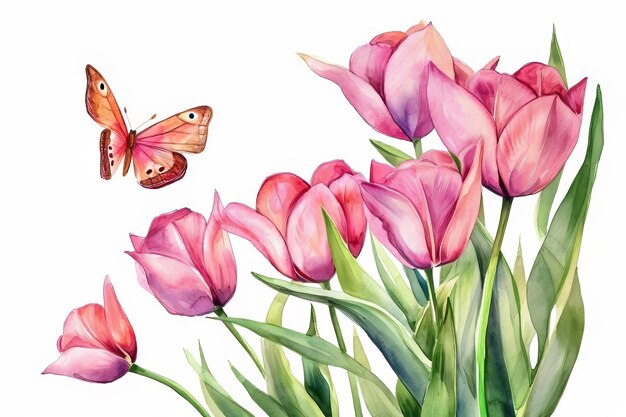 Illustration à l'aquarelle de fleurs de printemps