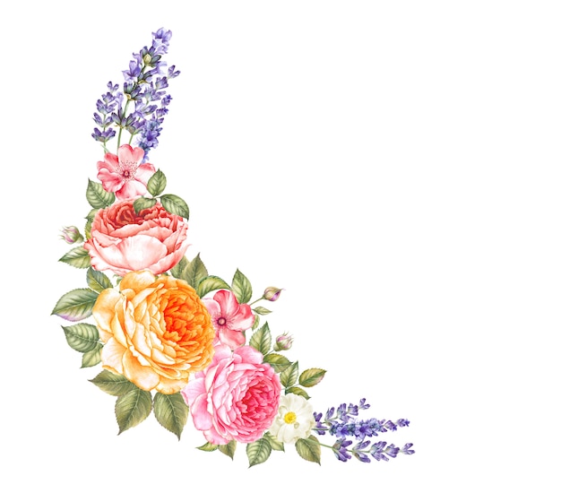 Illustration d'aquarelle en fleurs rose.