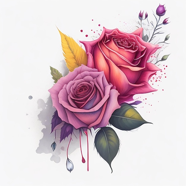 Illustration à l'aquarelle des fleurs