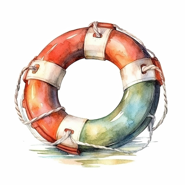 Illustration à l'aquarelle d'un gilet de sauvetage.