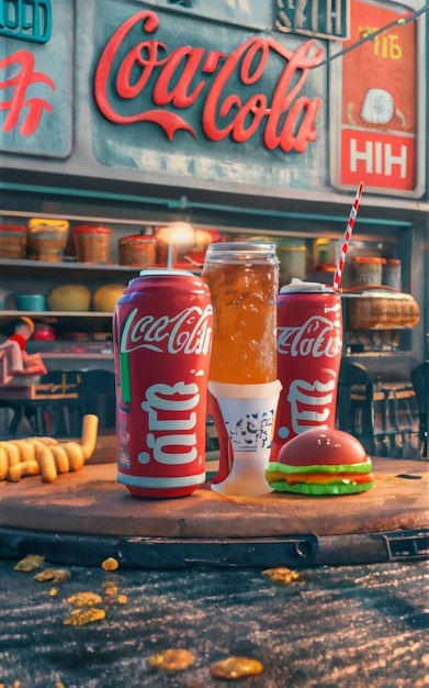 Photo illustration à l'aquarelle d'un hamburger de restauration rapide rendu en 3d